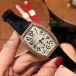 Perfect Replica Franck Muller White Dial Rose Gold Diamond Bezel 34mm Watch